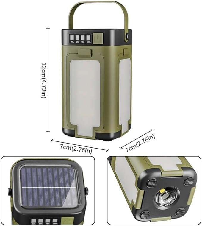 Lámpara de Camping Solar Recargable LED Multifuncional con Power Bank – 6 Modos