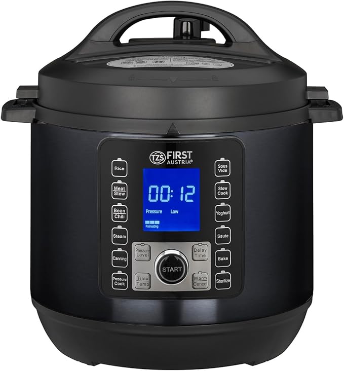 Olla a Presión Eléctrica Multifuncional 6L TZS First Austria – 12 Programas Automáticos 1000W